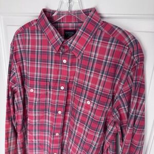 UNTUCKit Men's XL Slim Fit Plaid Button Down Shirt Red Gray Cotton